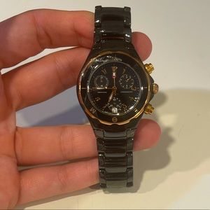 Michele Women's ‘Tahitian' Chronograph Black Ceramic Watch